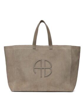 Anine Bing XL Rio Suede Tote in Taupe